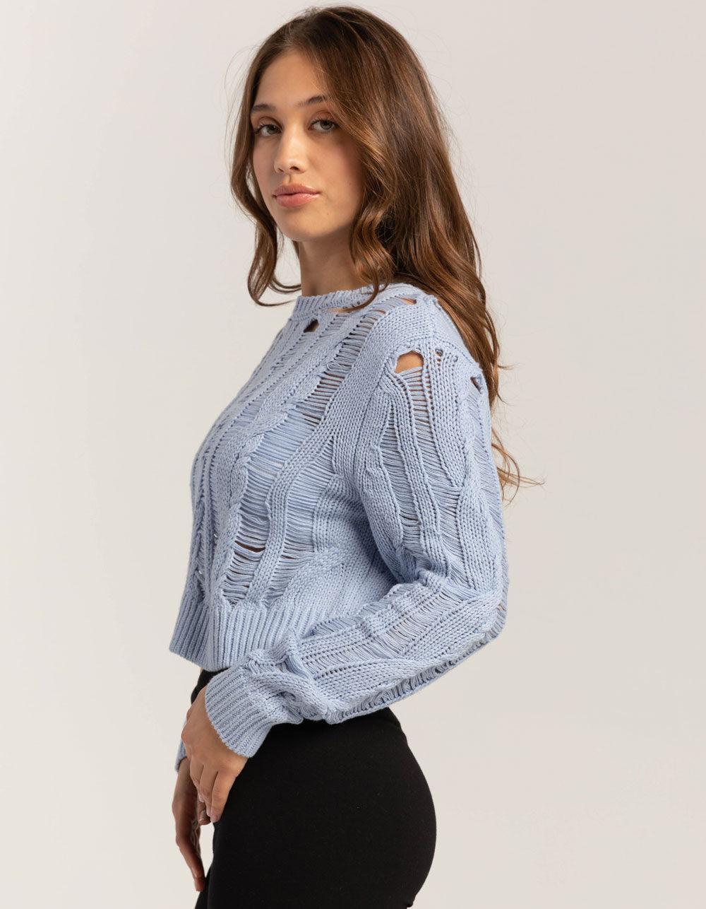 FULL TILT Drop Needle Womens Sweater - LIGHT BLUE Product Image