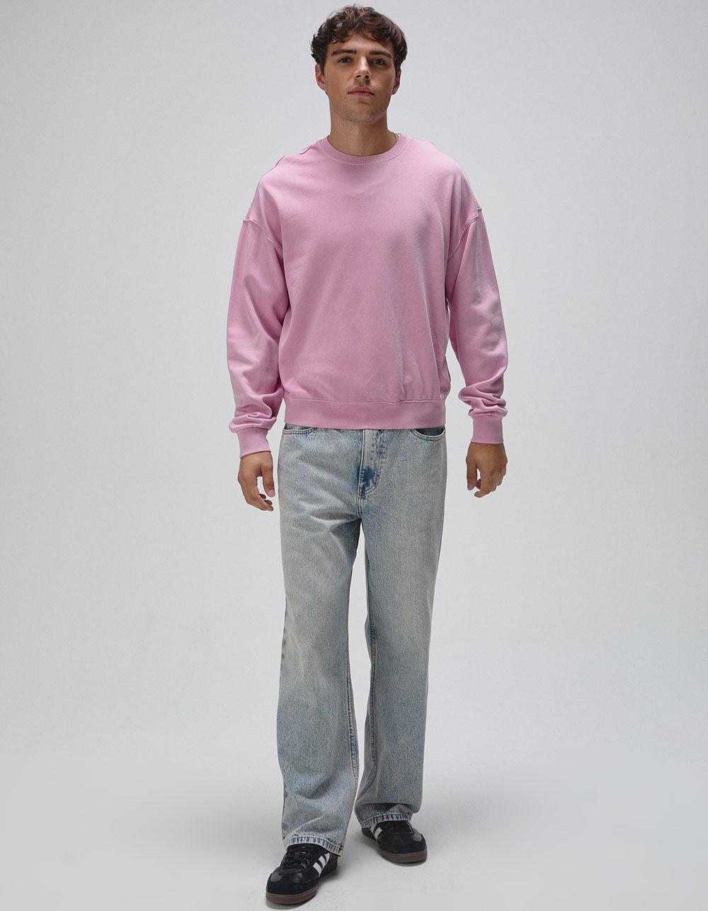RSQ Mens Washed Oversized Crewneck Sweatshirt - PINK Product Image