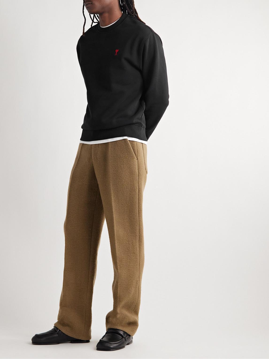 AMI ALEXANDRE MATTIUSSI Ami Classic Black Sweater With Round Neckline And Emblem Detail Product Image