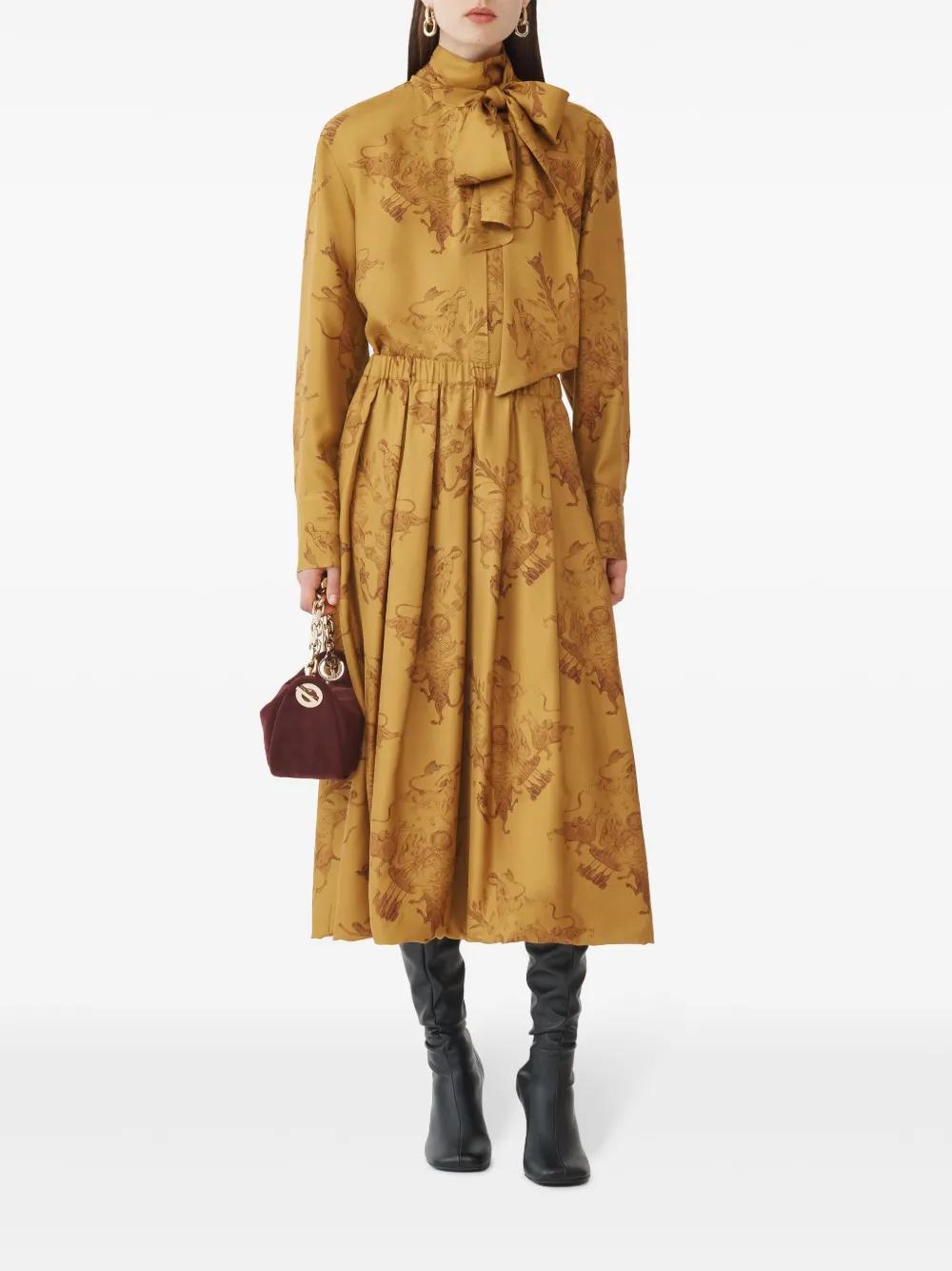 FABIANA FILIPPI Printed Silk Twill Shirt In Yellow Product Image