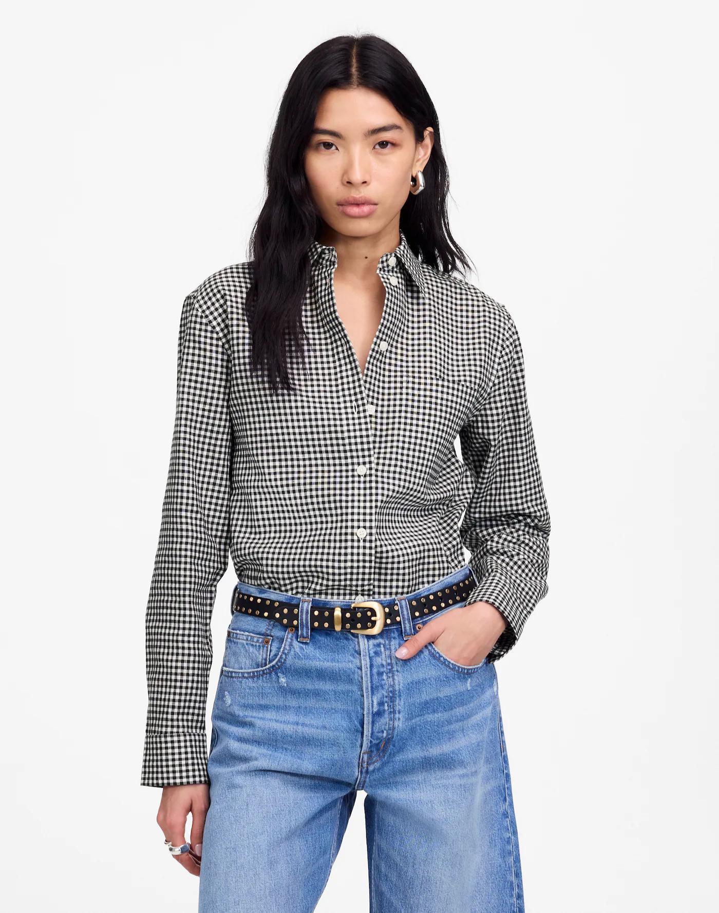 Relaxed Curved-Hem Button-Up Shirt Product Image