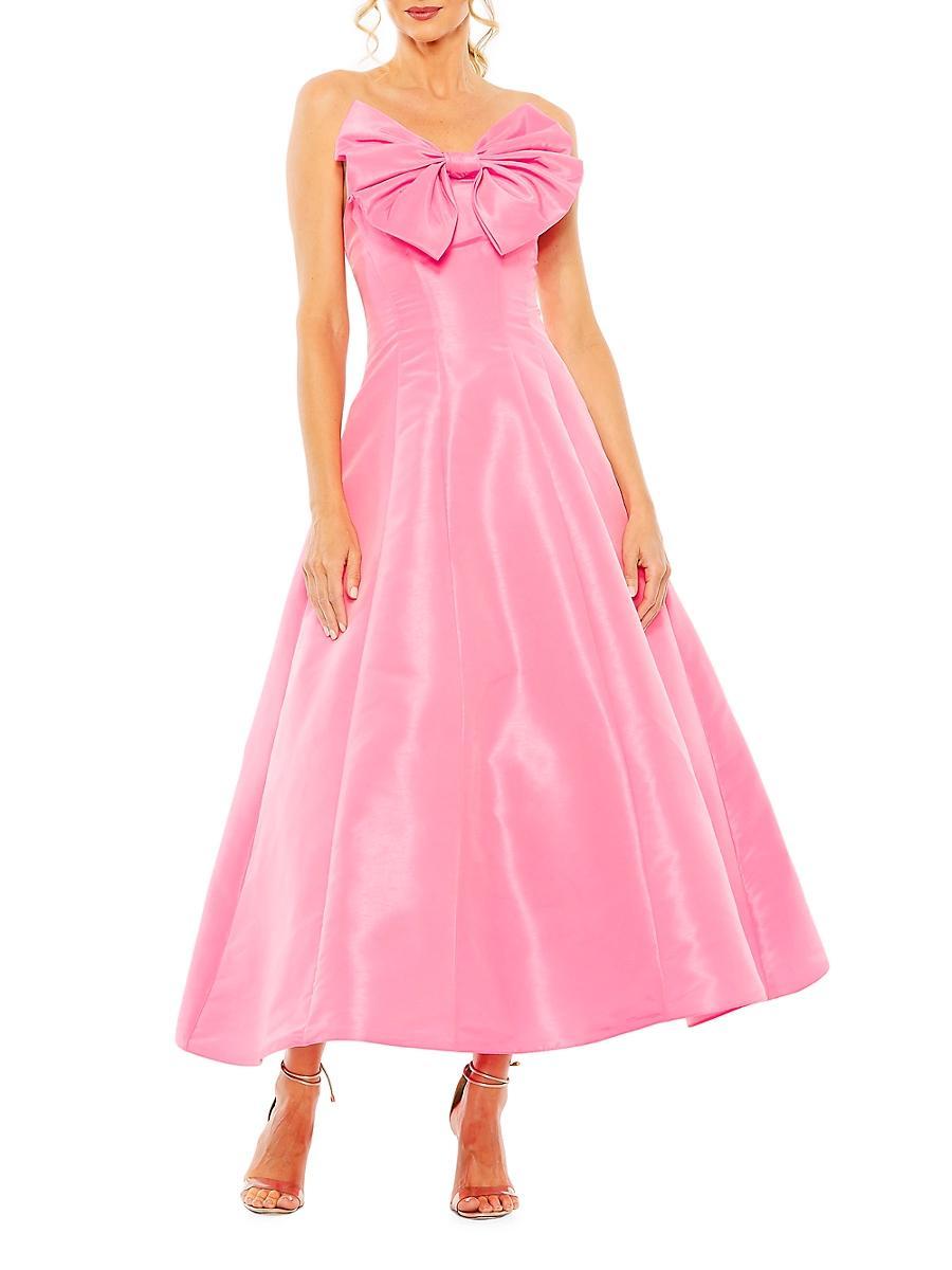 Mac Duggal Satin Strapless Bow Bodice A-line Ball Gown Product Image
