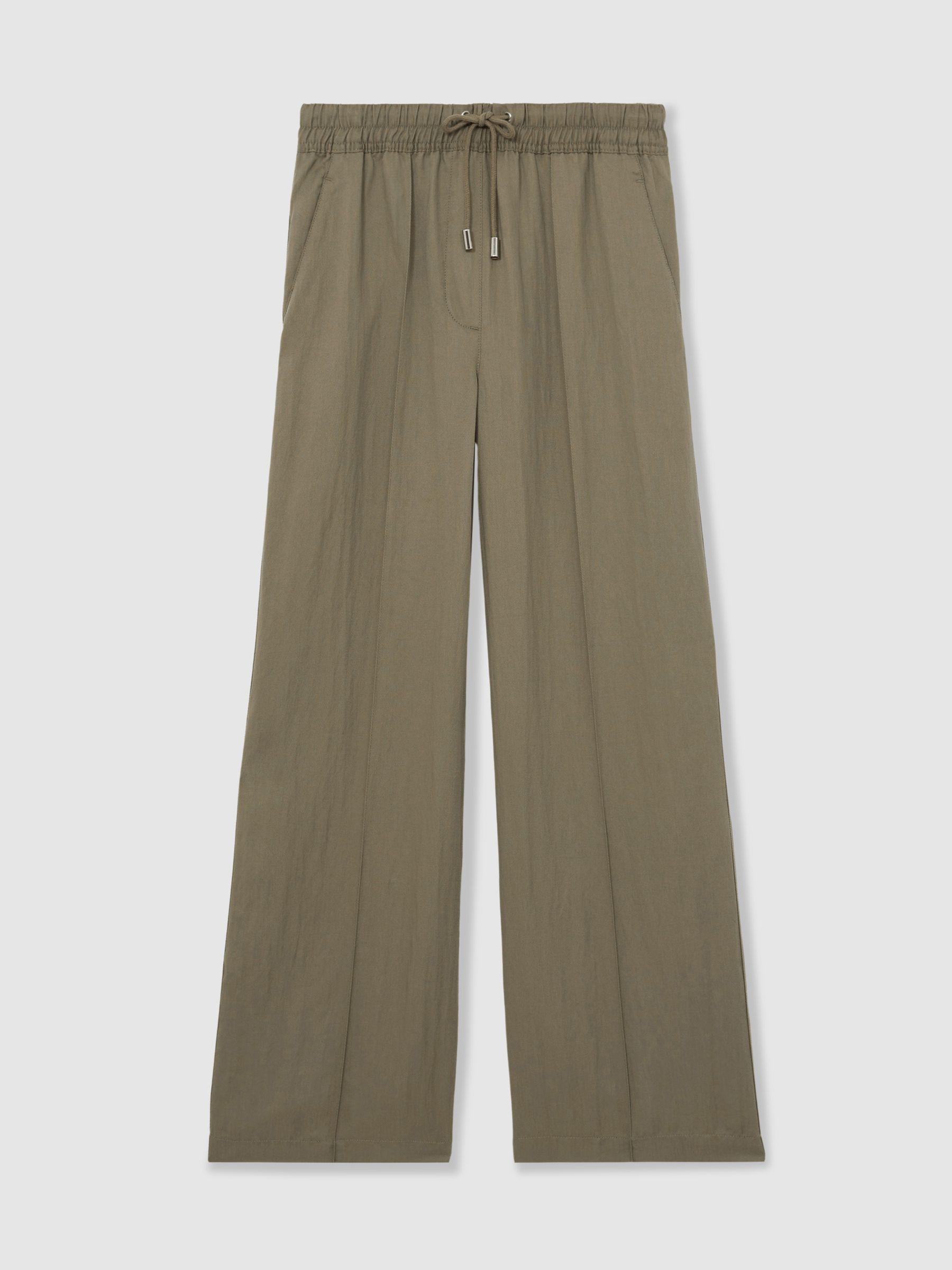 Lyocell-Blend Drawstring Trousers in Khaki Product Image