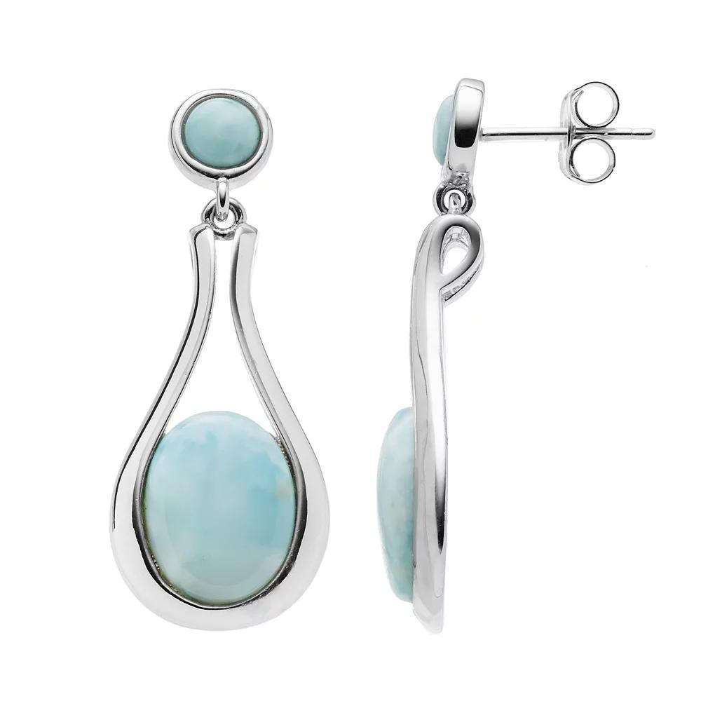 Sterling Silver Larimar Teardrop Earrings, Women's, Blue Product Image