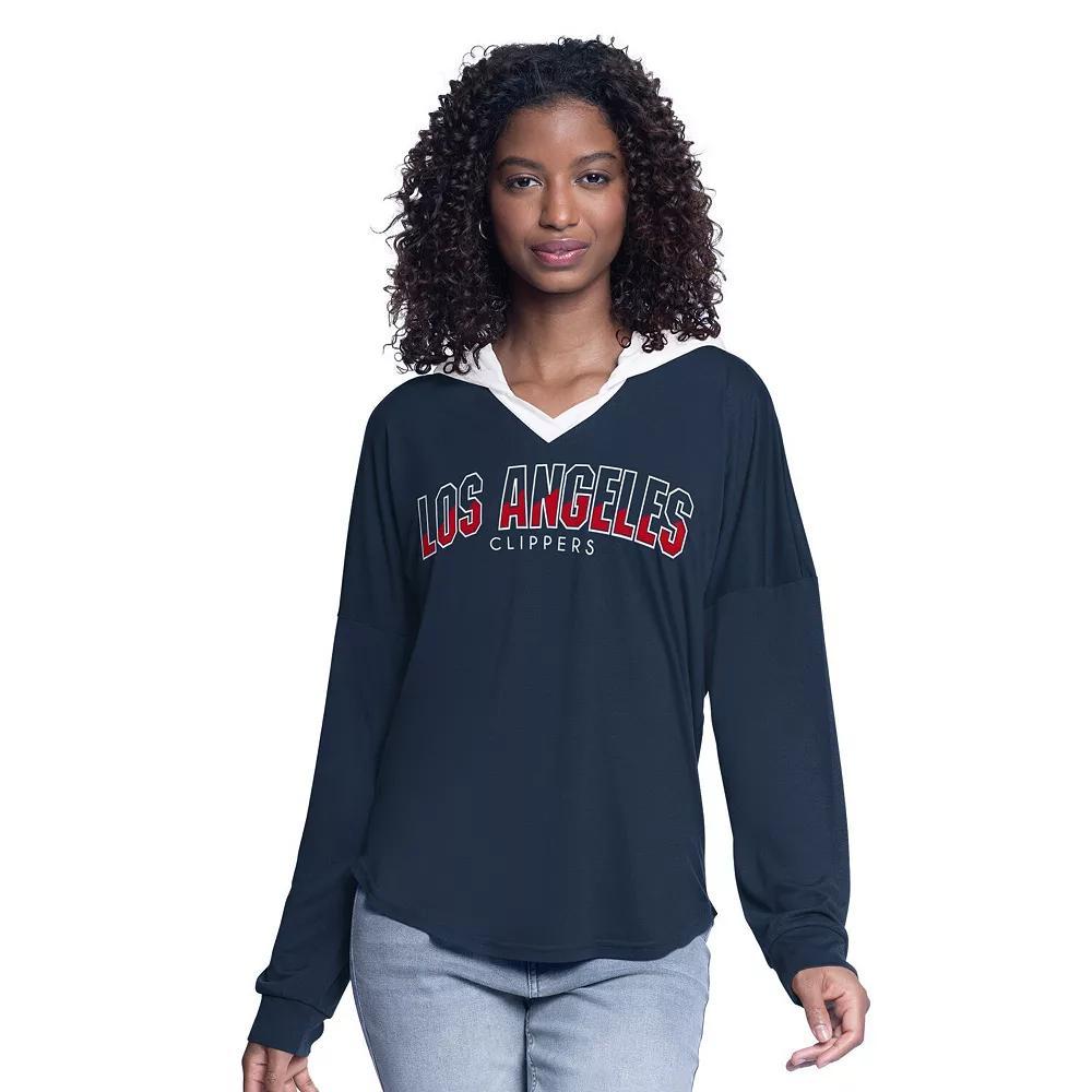 Women's G-III 4Her by Carl Banks Purple Los Angeles Lakers Bench Player Oversized Long Sleeve Hooded Top, Size: XL Product Image