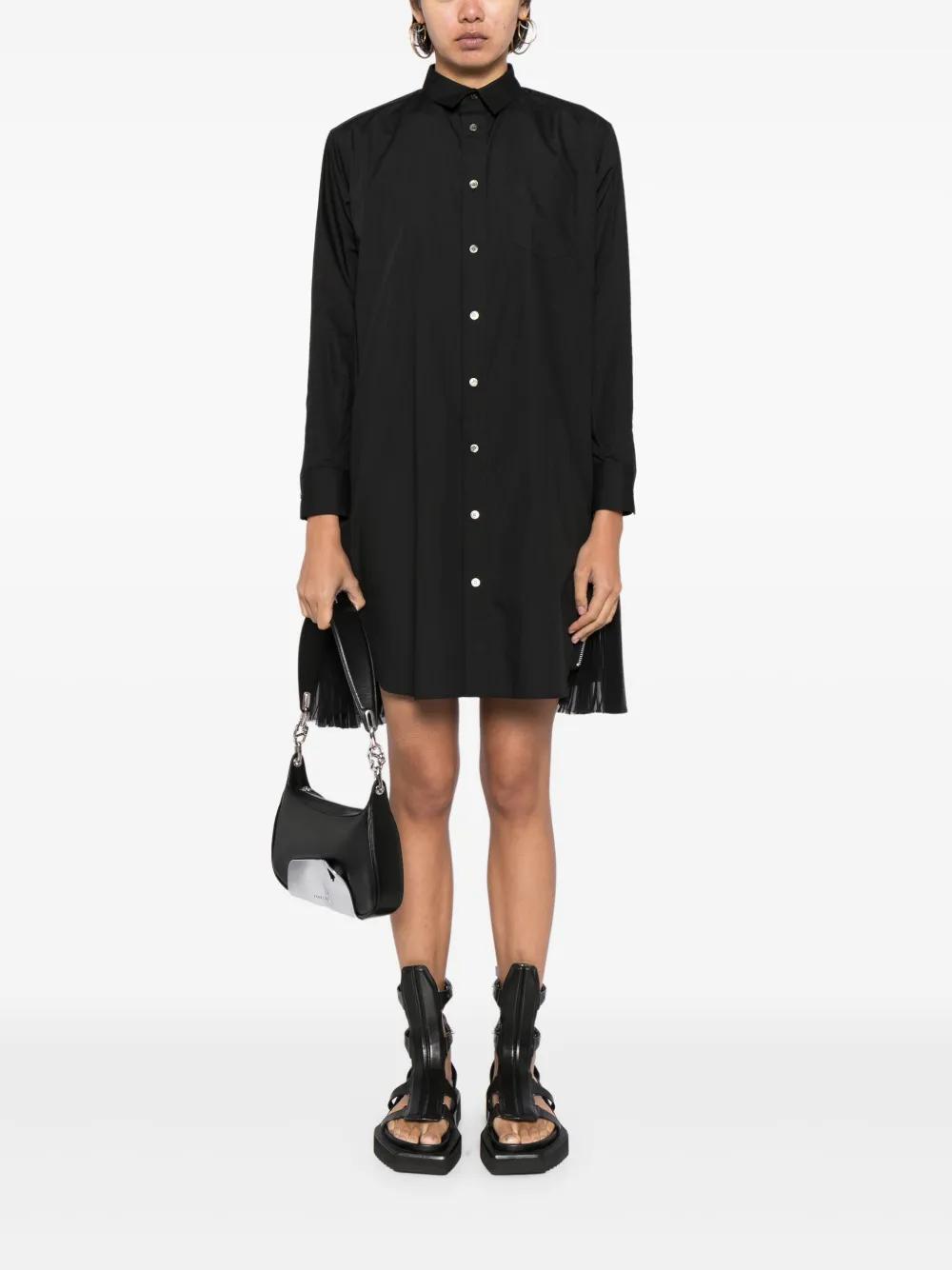 SACAI Pleated-side Long Button-front Shirtdress In Black Product Image