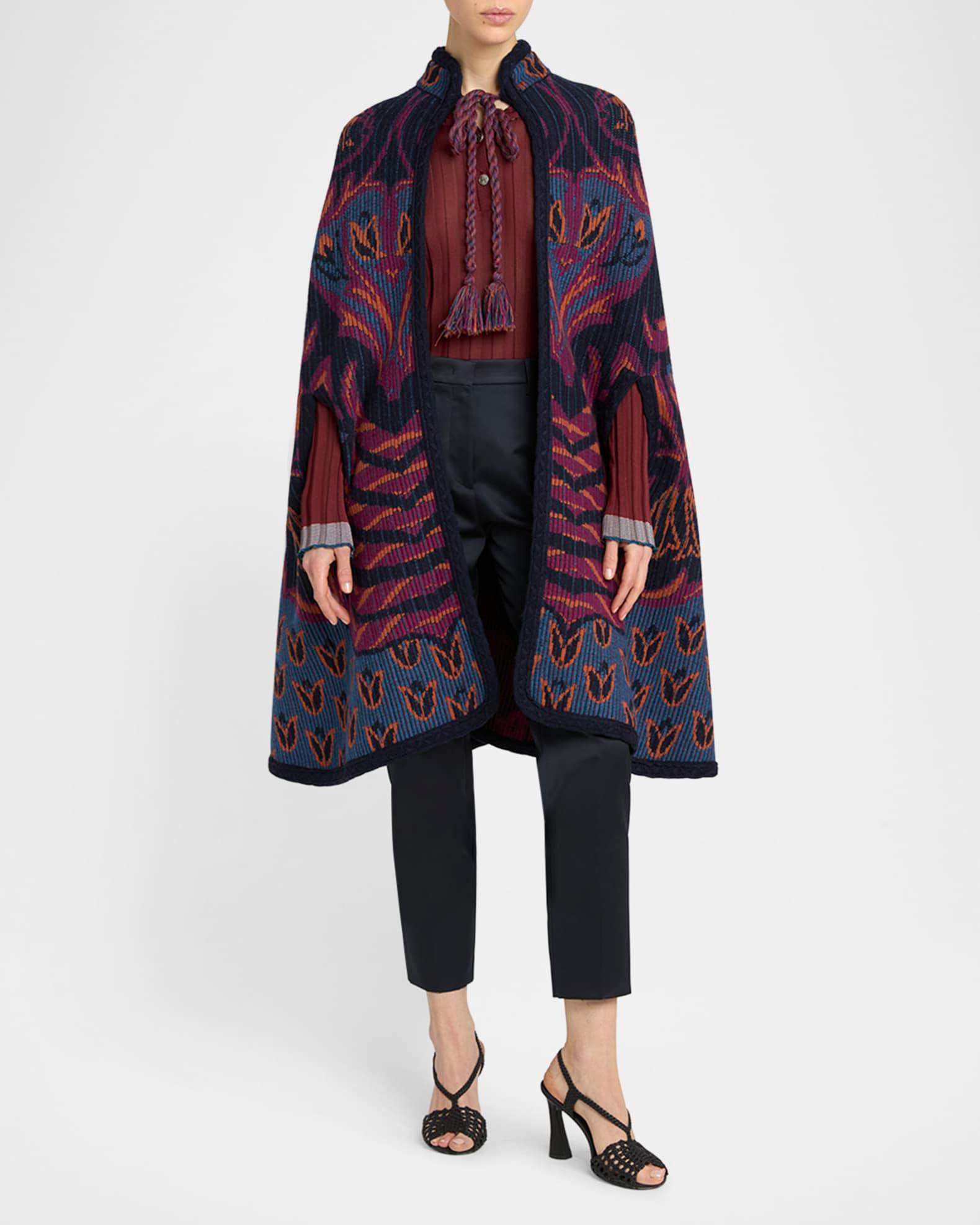 Jacquard Knit Cape Coat Product Image