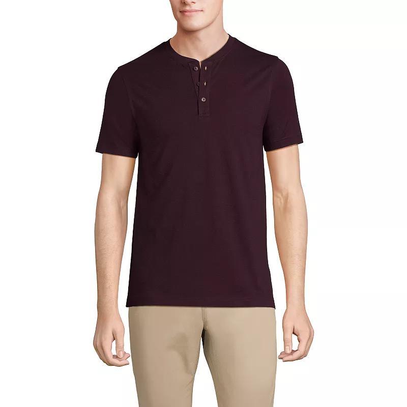 Men's Lands' End Short Sleeve Supima Jersey Henley Top, Size: XL, Tourmaline Product Image