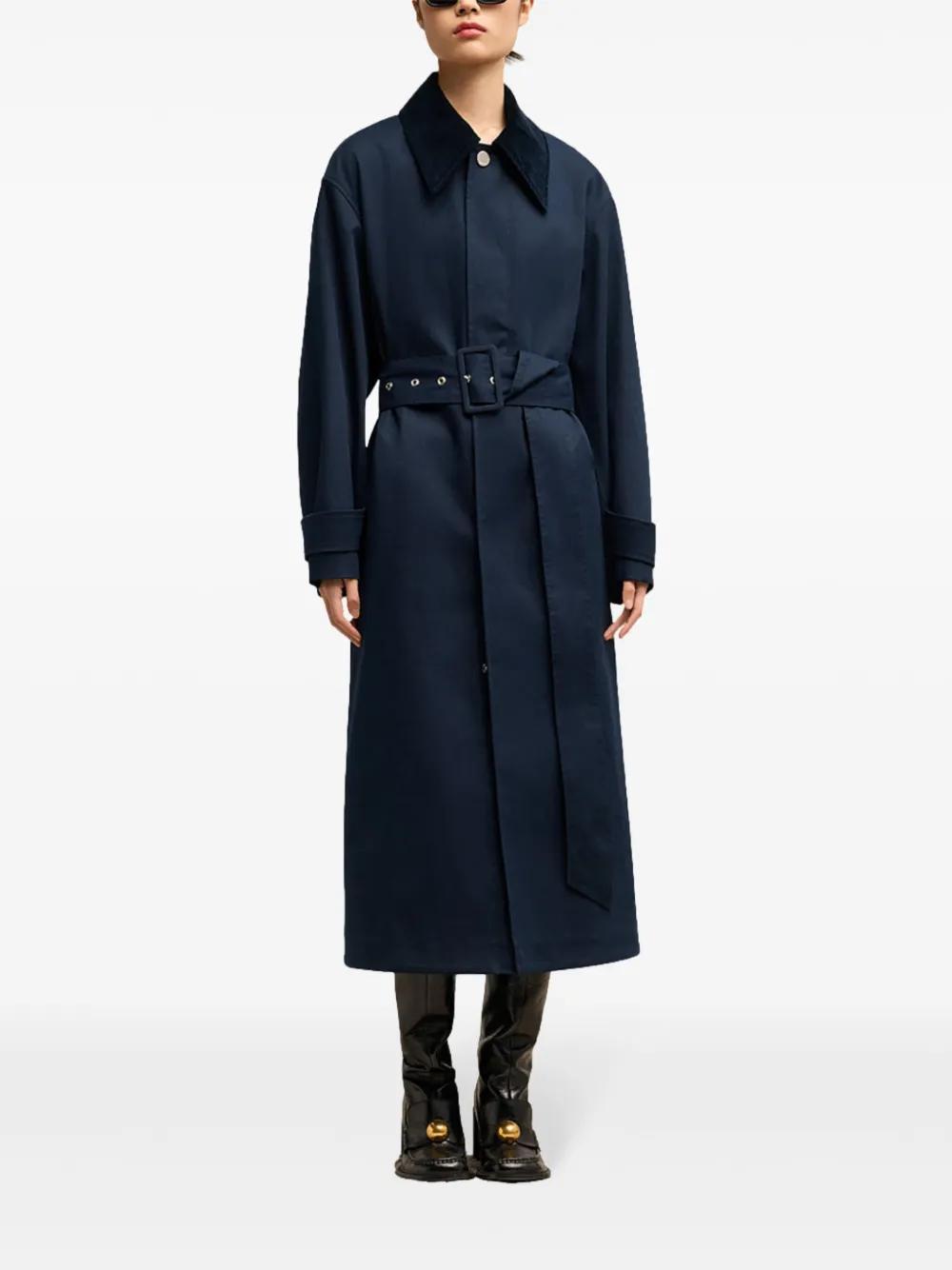 belted cotton trench coat Product Image