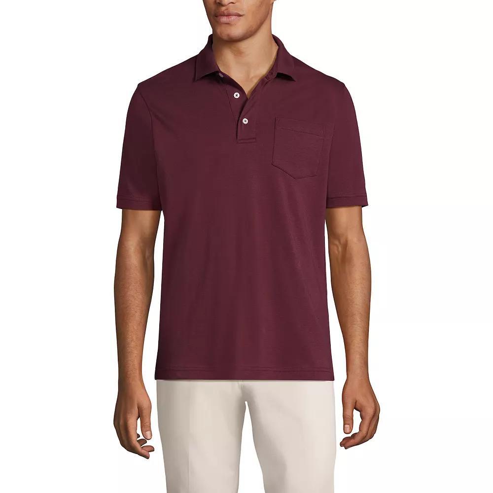 Men's Lands' End Super Soft Supima Pocket Polo, Size: XL, Pale Grey Blue Product Image