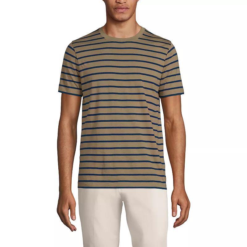 Men's Lands' End Supima Crewneck Tee, Size: Large, Grey Blue Stripe Product Image