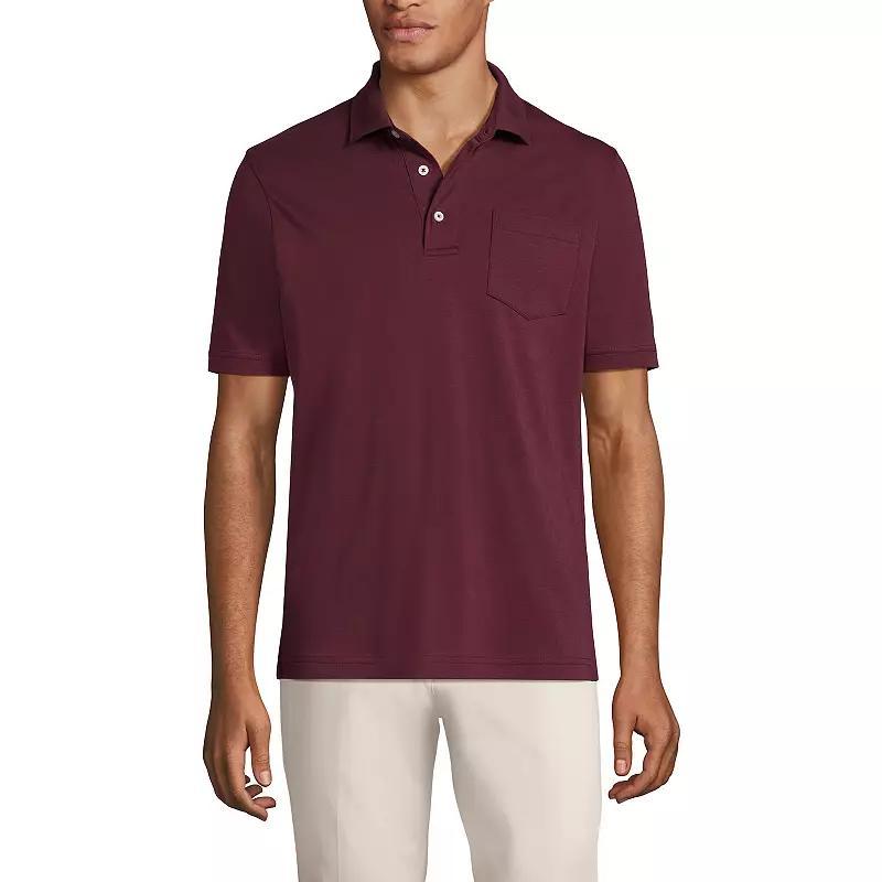 Big & Tall Lands End Super Soft Supima Pocket Polo, Mens Pale Grey Blue Product Image