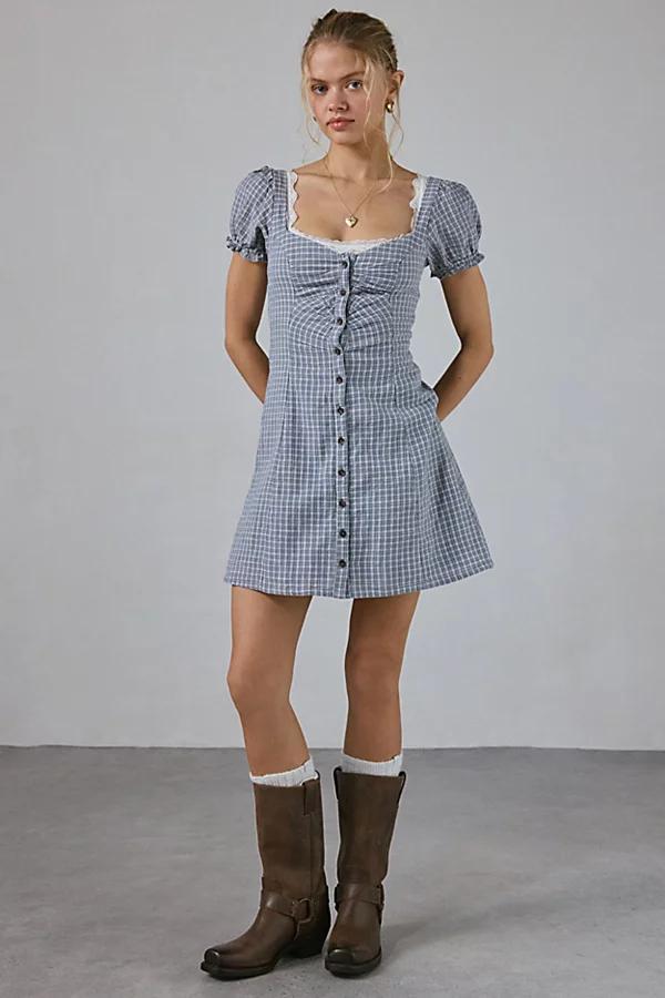 Kimchi Blue Nina Button-Down Puff Sleeve Mini Dress Womens at Urban Outfitters Product Image