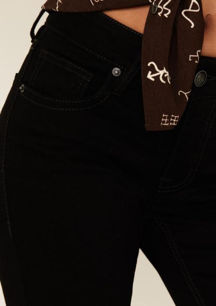 SALE Rock & Roll Denim® Ladies' Black MR Boot Cut Stretch Jeans Product Image