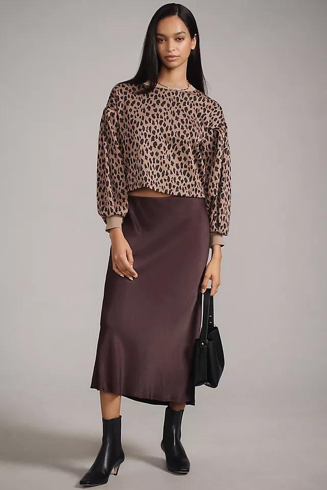 Blue Tassel Balloon-Sleeve Cheetah Sweatshirt Product Image