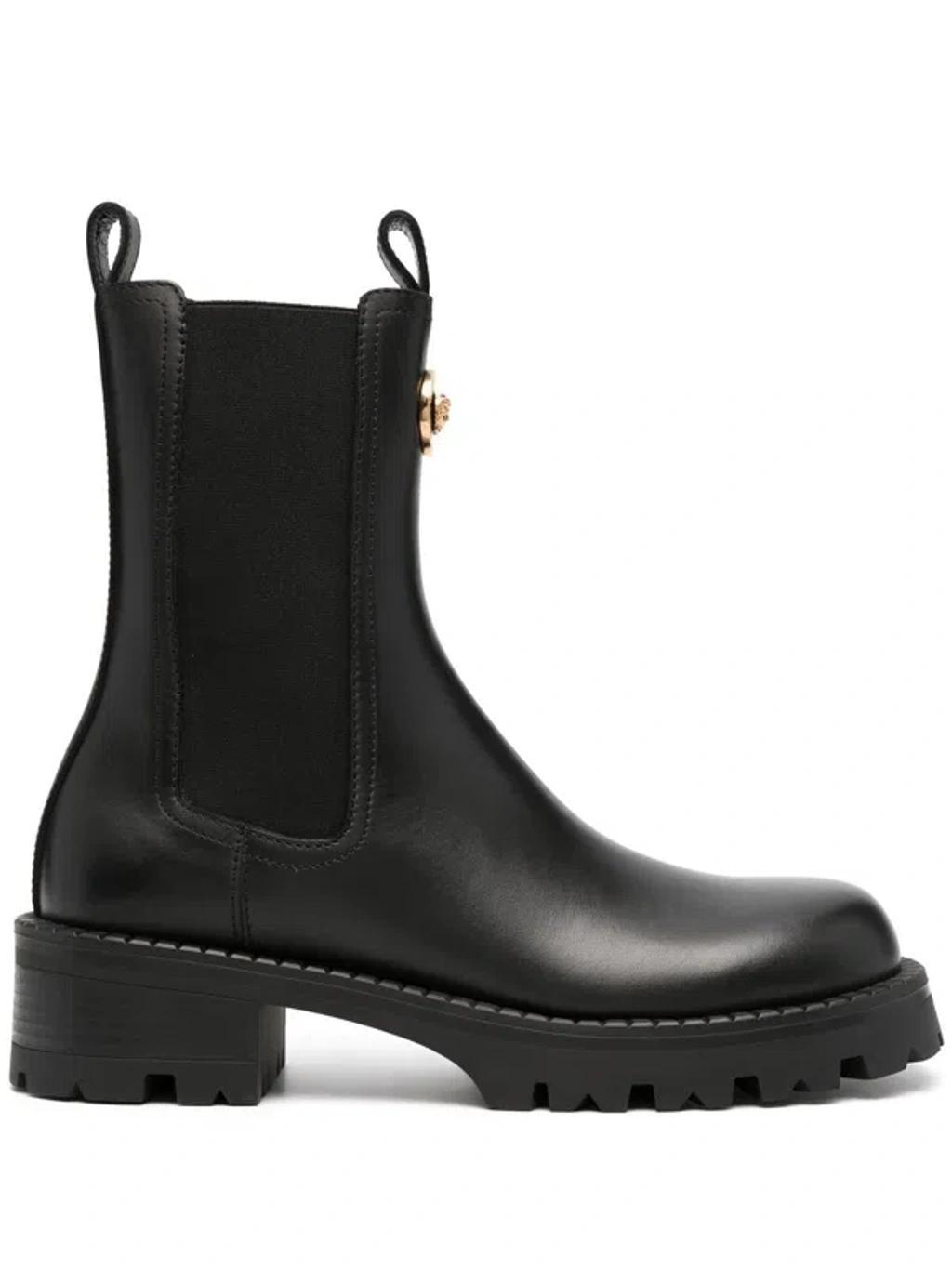 VERSACE Booties Ankle Boots -  - Leather - Black Product Image