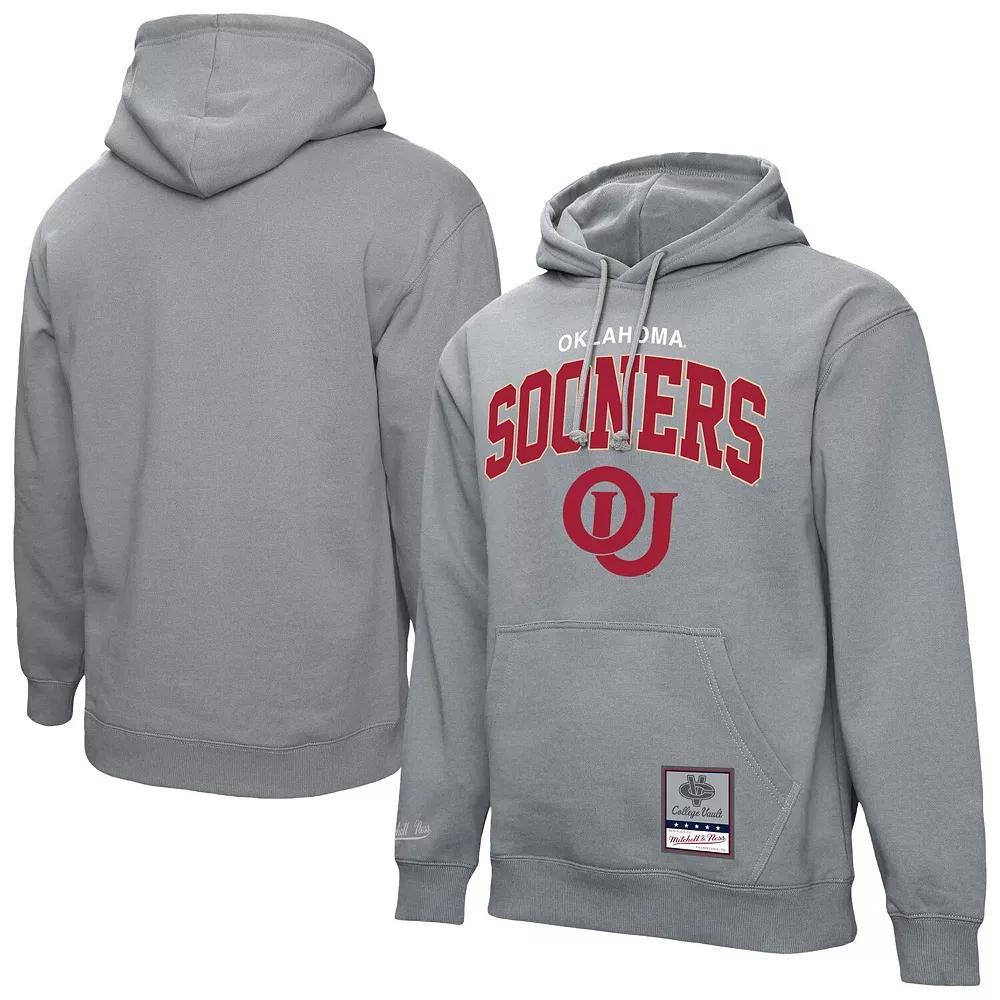 Men's Mitchell & Ness  Heather Gray Oklahoma Sooners Classic Arch Pullover Hoodie, Size: XL, Grey Product Image