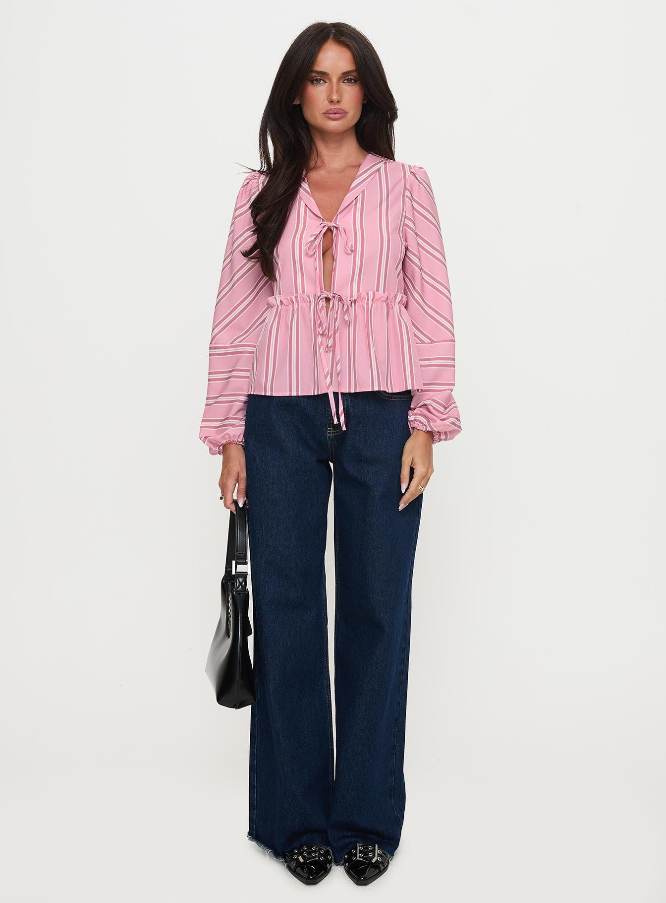 Cindylou Long Sleeve Top Pink Stripe Product Image