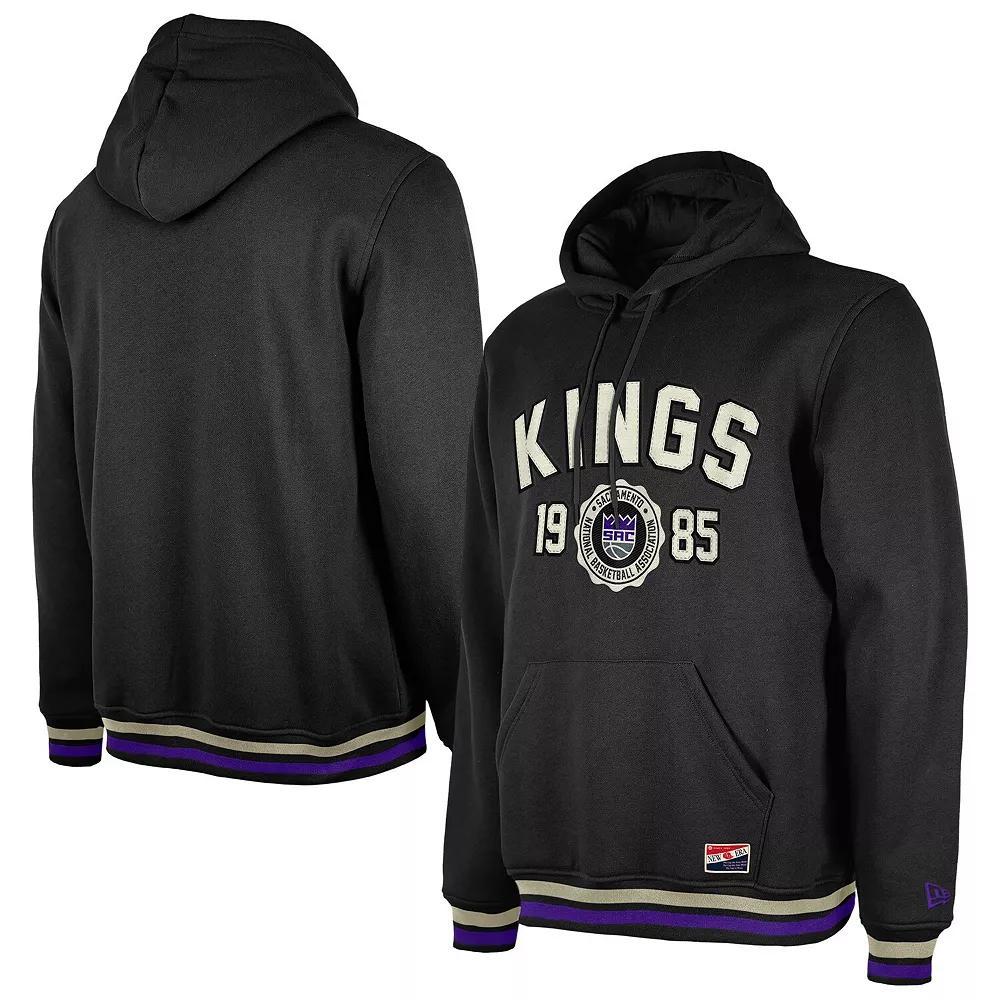 Men's New Era Black Sacramento Kings Throwback Vintage Pullover Hoodie, Size: Small, Kng Black Product Image