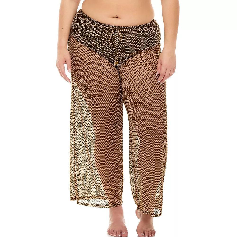 Plus Size Jordan Taylor Sheer Herringbone Swim Cover-Up Pants, Women's, Size: 2XL, Black Royal Product Image