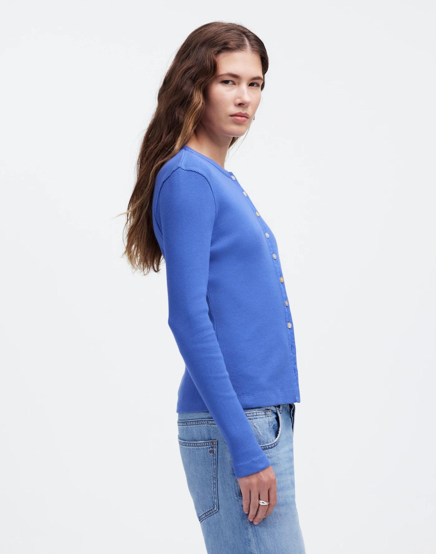 Garment-Dyed Ribbed Cardigan Tee Product Image
