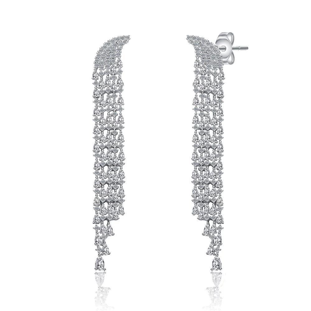 Sterling Silver Cubic Zirconia Dangle Bridal Earrings, Womens Product Image