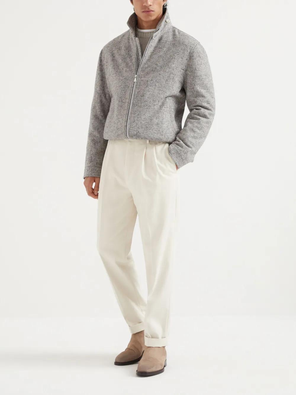 BRUNELLO CUCINELLI Double Darts Cotton Trousers In White Product Image