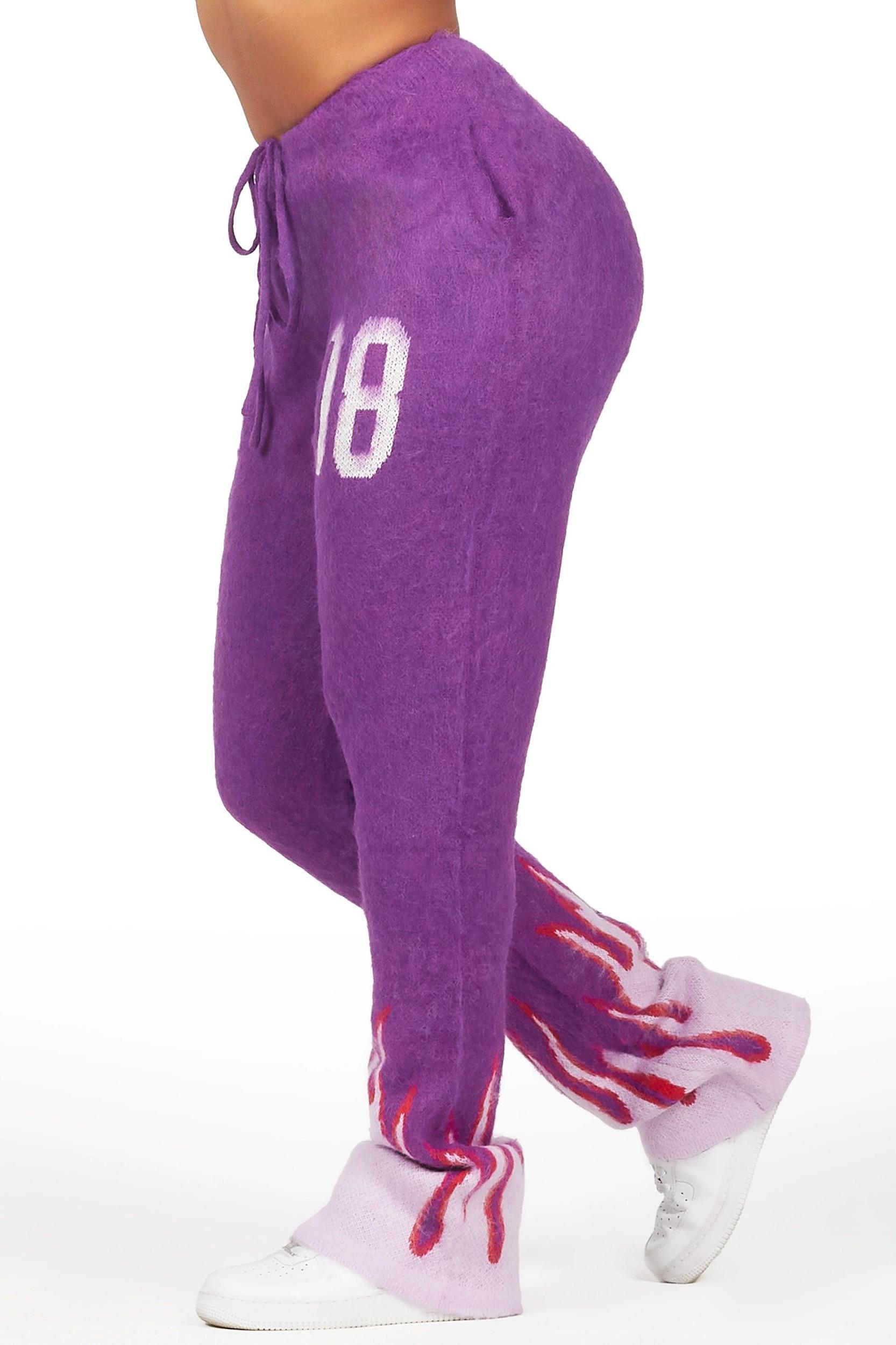 Della Purple Mohair Stacked Track Pant Female Product Image