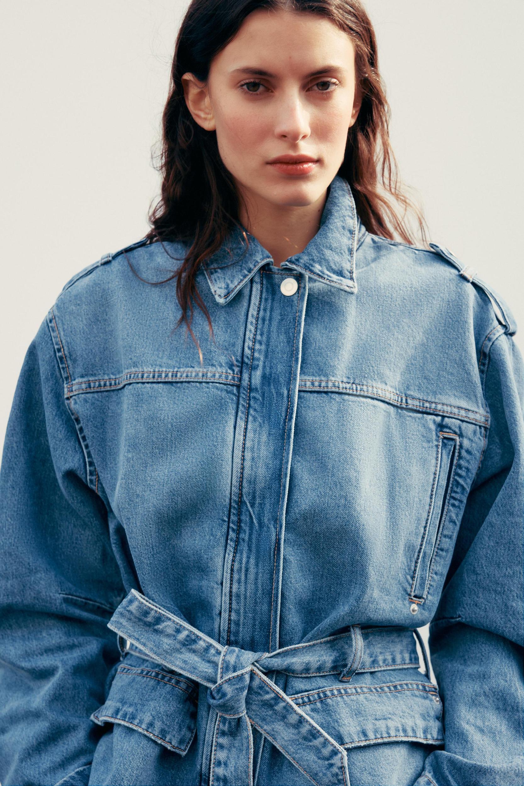 BELTED TRF DENIM JACKET Product Image