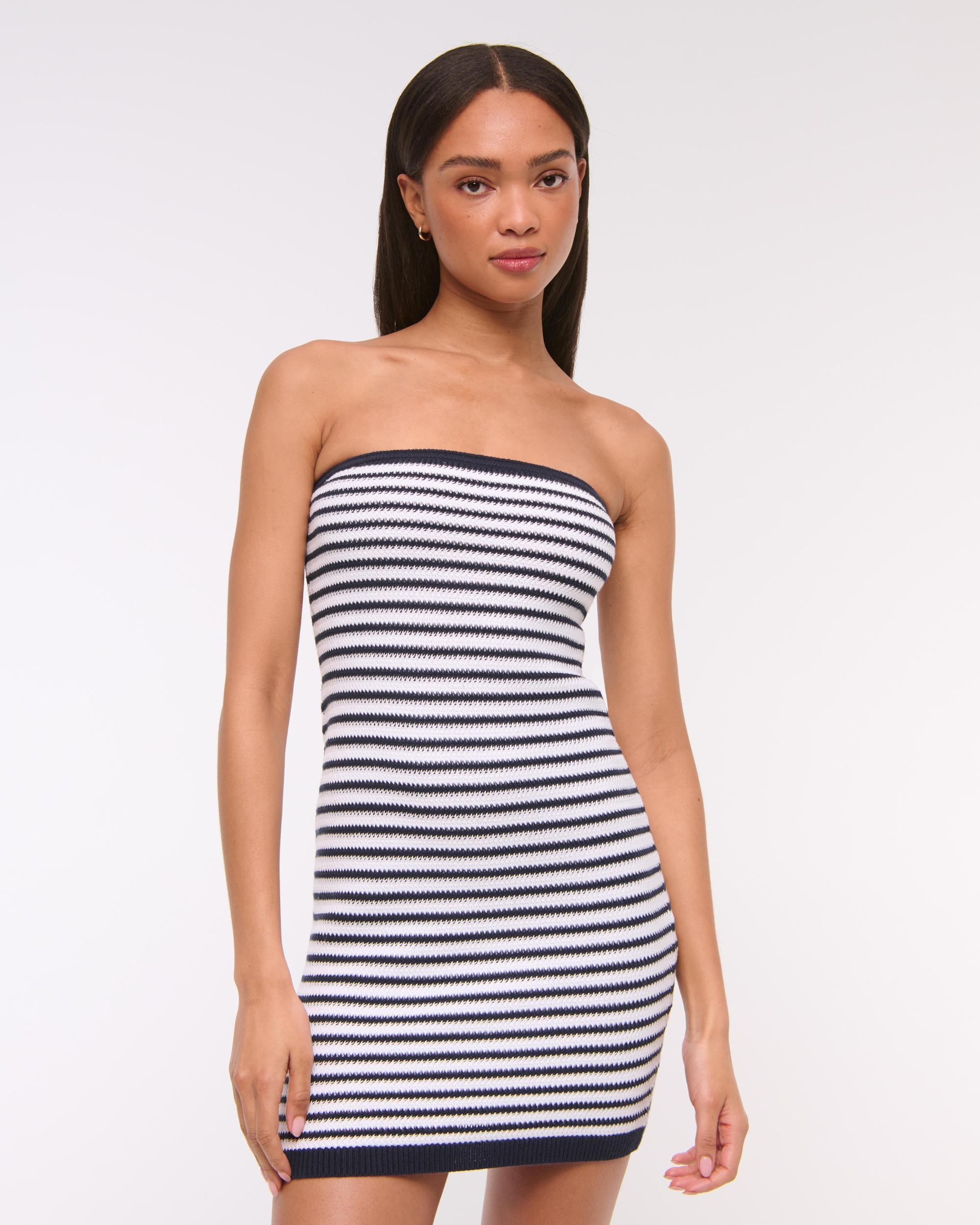 Crochet-Style Strapless Mini Dress Product Image