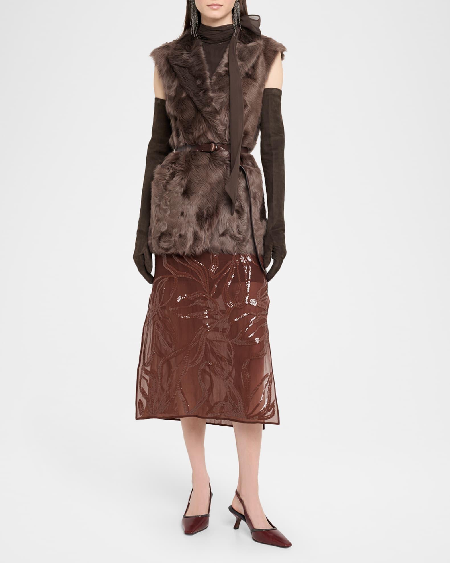 Sequined Georgette Midi Skirt Product Image
