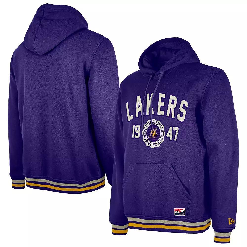 Men's New Era Purple Los Angeles Lakers Throwback Vintage Pullover Hoodie, Size: Medium Product Image