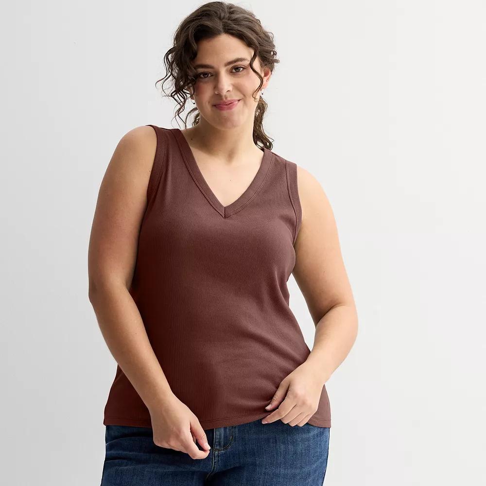 Plus Size Sonoma Goods For Life® Ribbed V-Neck Tank Top, Women's, Size: 4XL, Peri Phlox Product Image