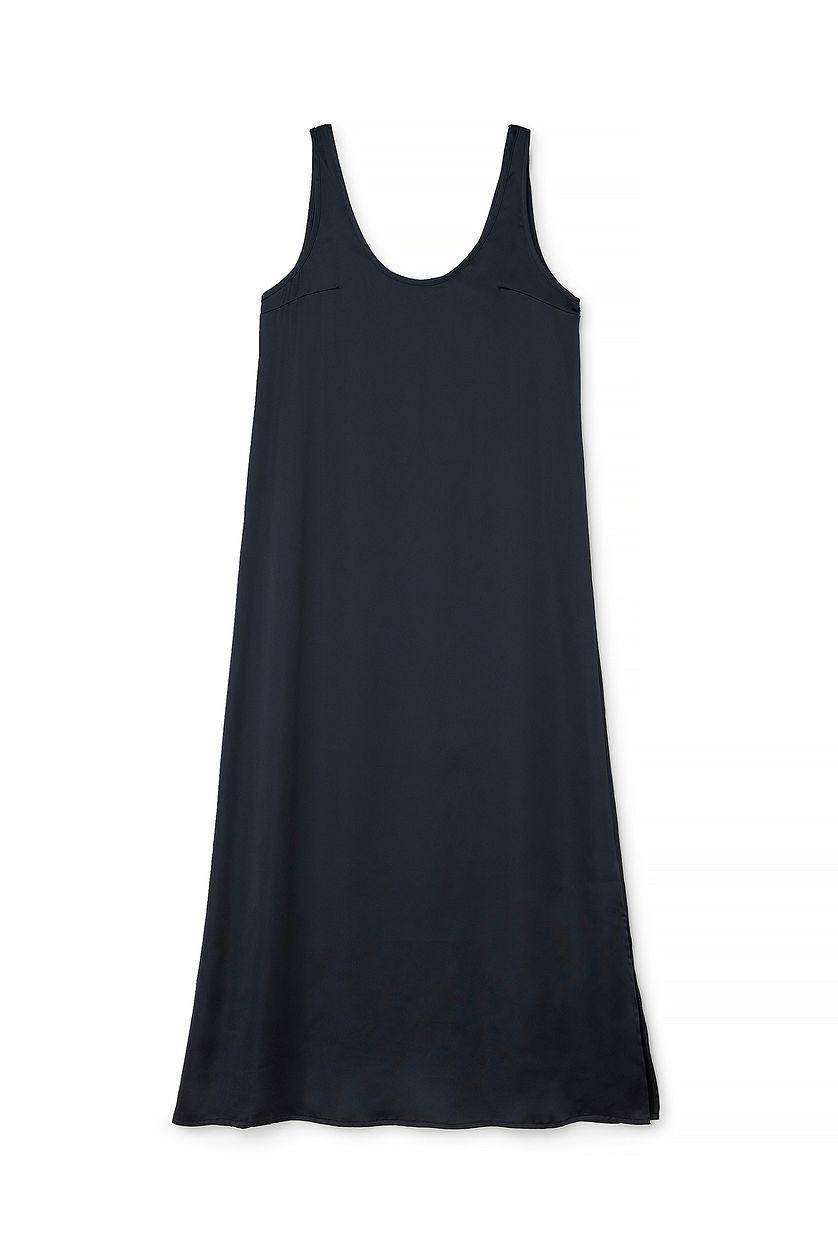 Satin U-Neck Maxi Dress Product Image