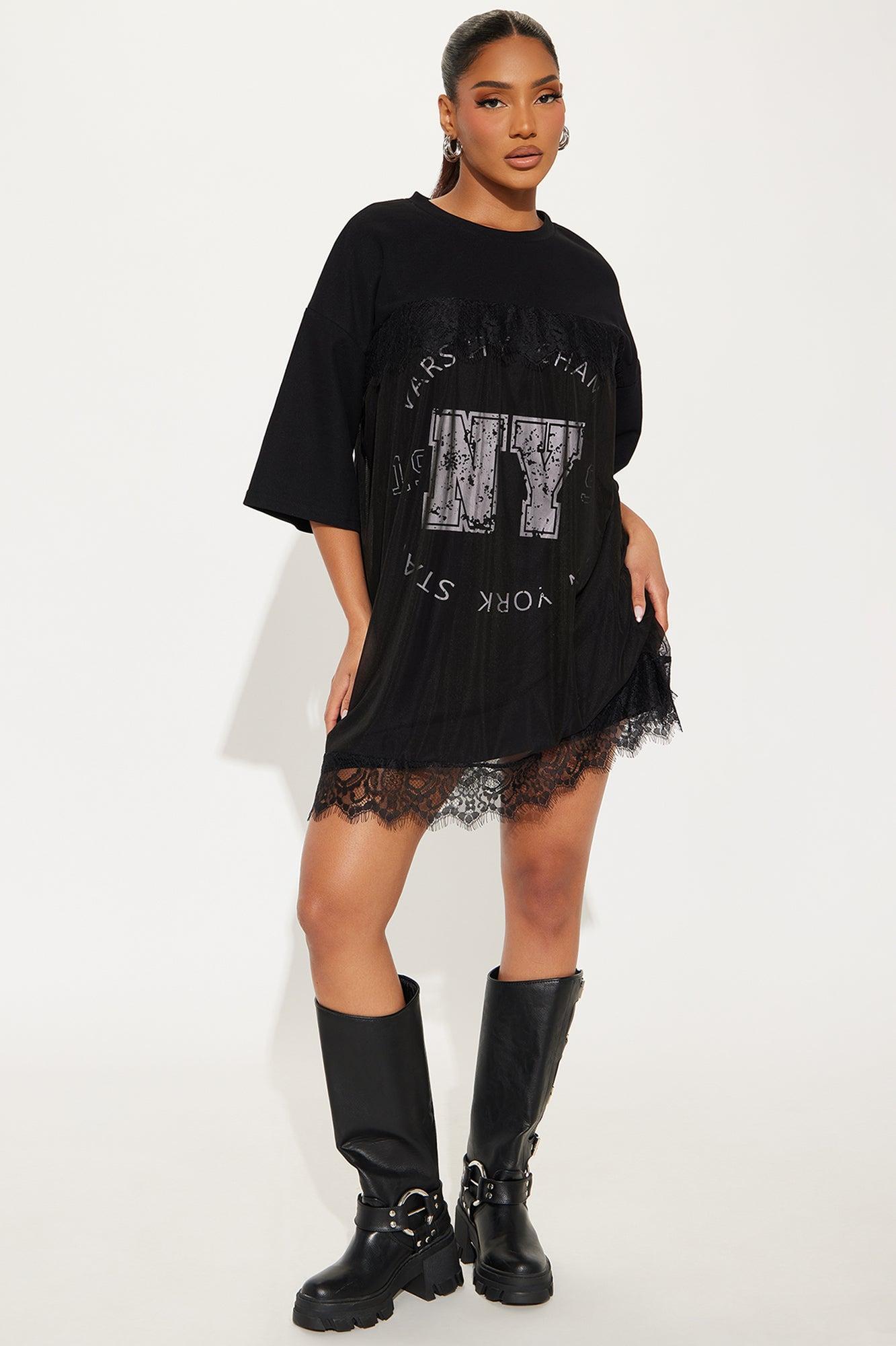 Keep Up Mesh T Shirt Mini Dress - Black Product Image
