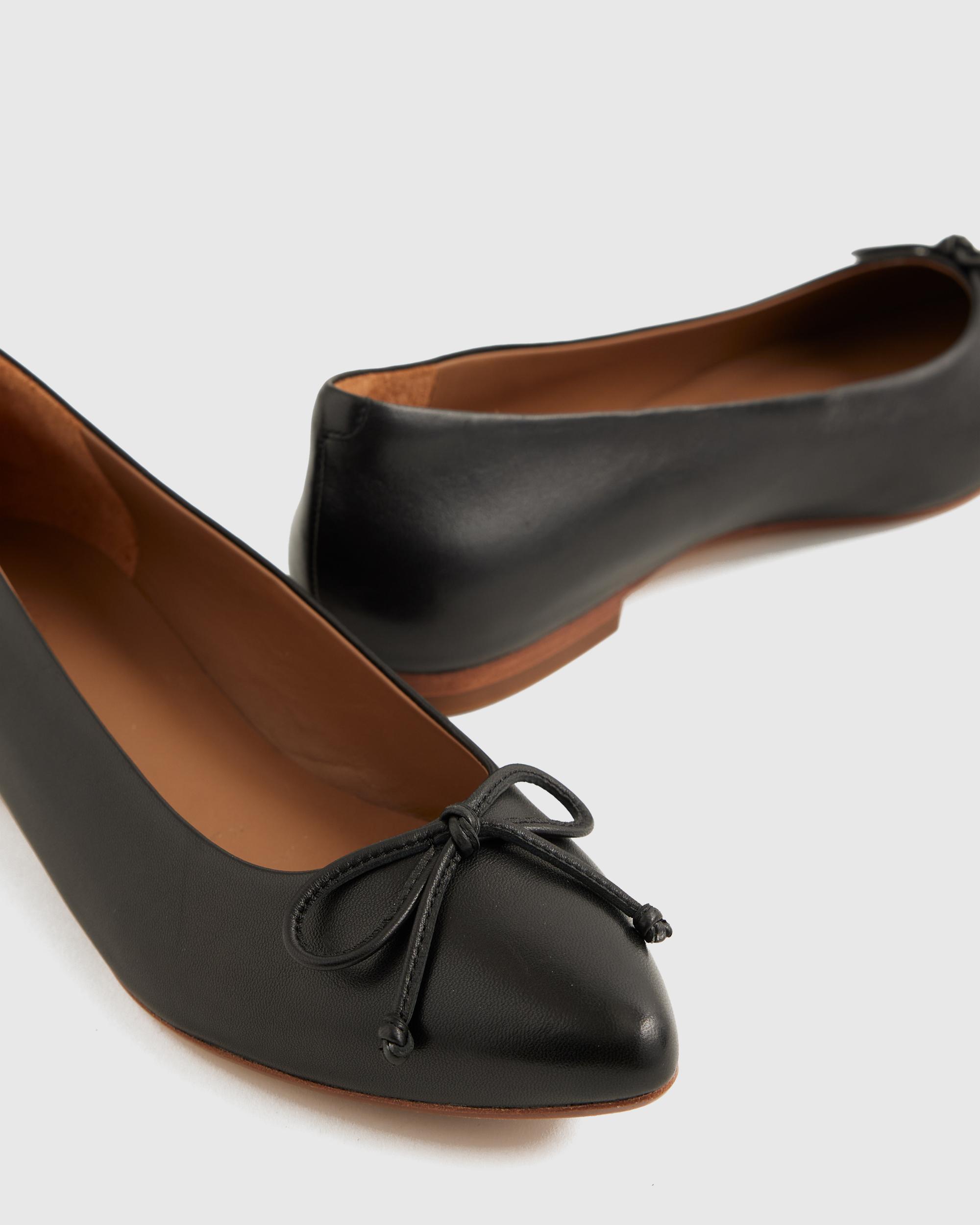 Quince | Women's Italian Leather Pointed Bow Flat Product Image