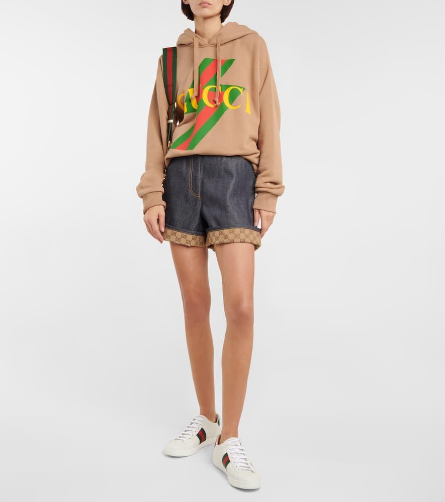 GUCCI Ace Watersnake-trimmed Embroidered Leather Sneakers In White Product Image