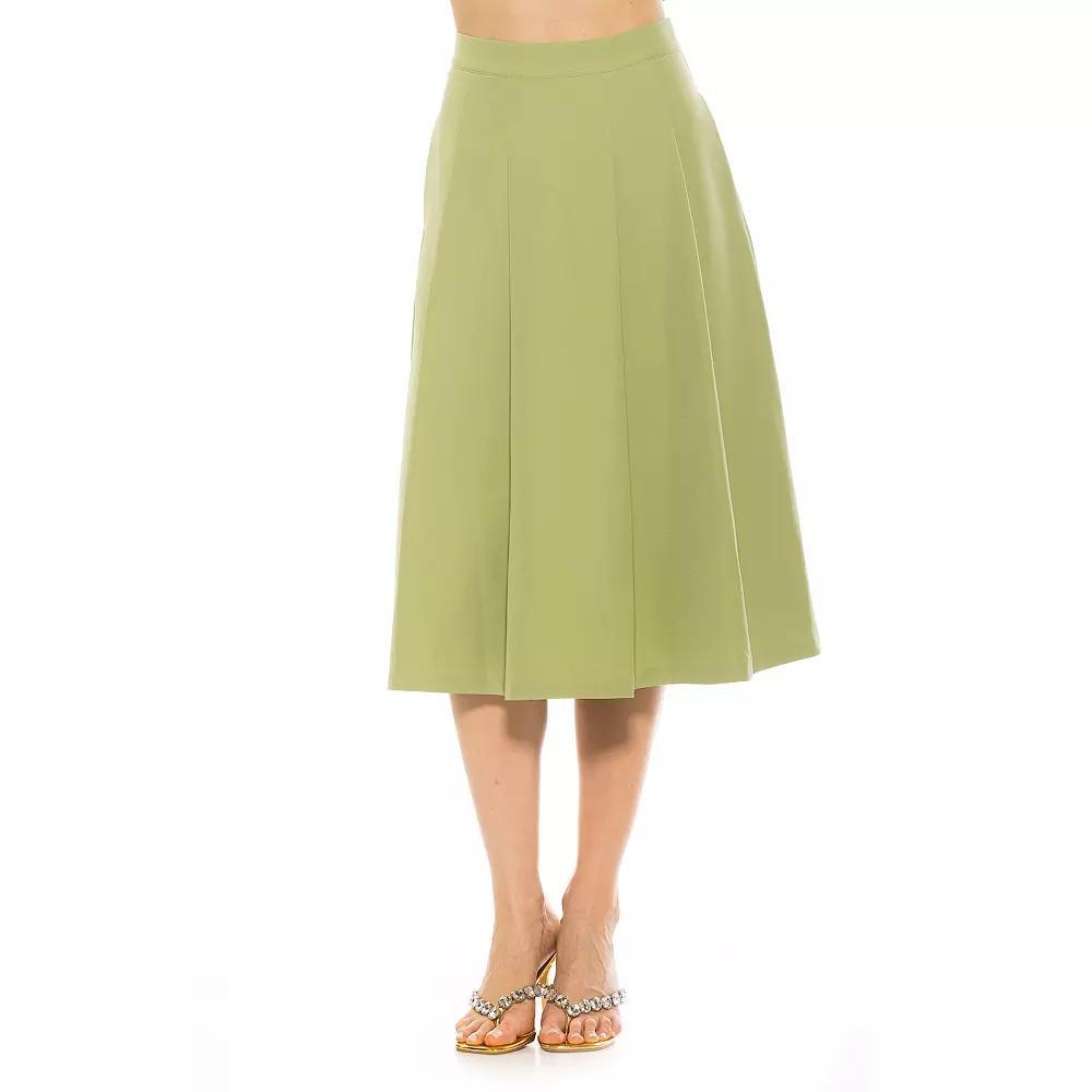 Women's ALEXIA ADMOR Illia Pleated Midi Skirt, Size: 6, Green Product Image