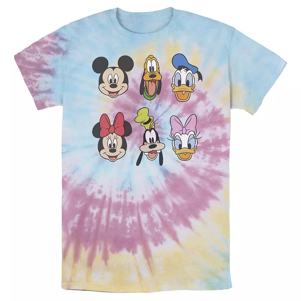 Men's Disney Mickey And Friends Group Shot Heads Wash Tee, Size: Small, Black Grey Product Image