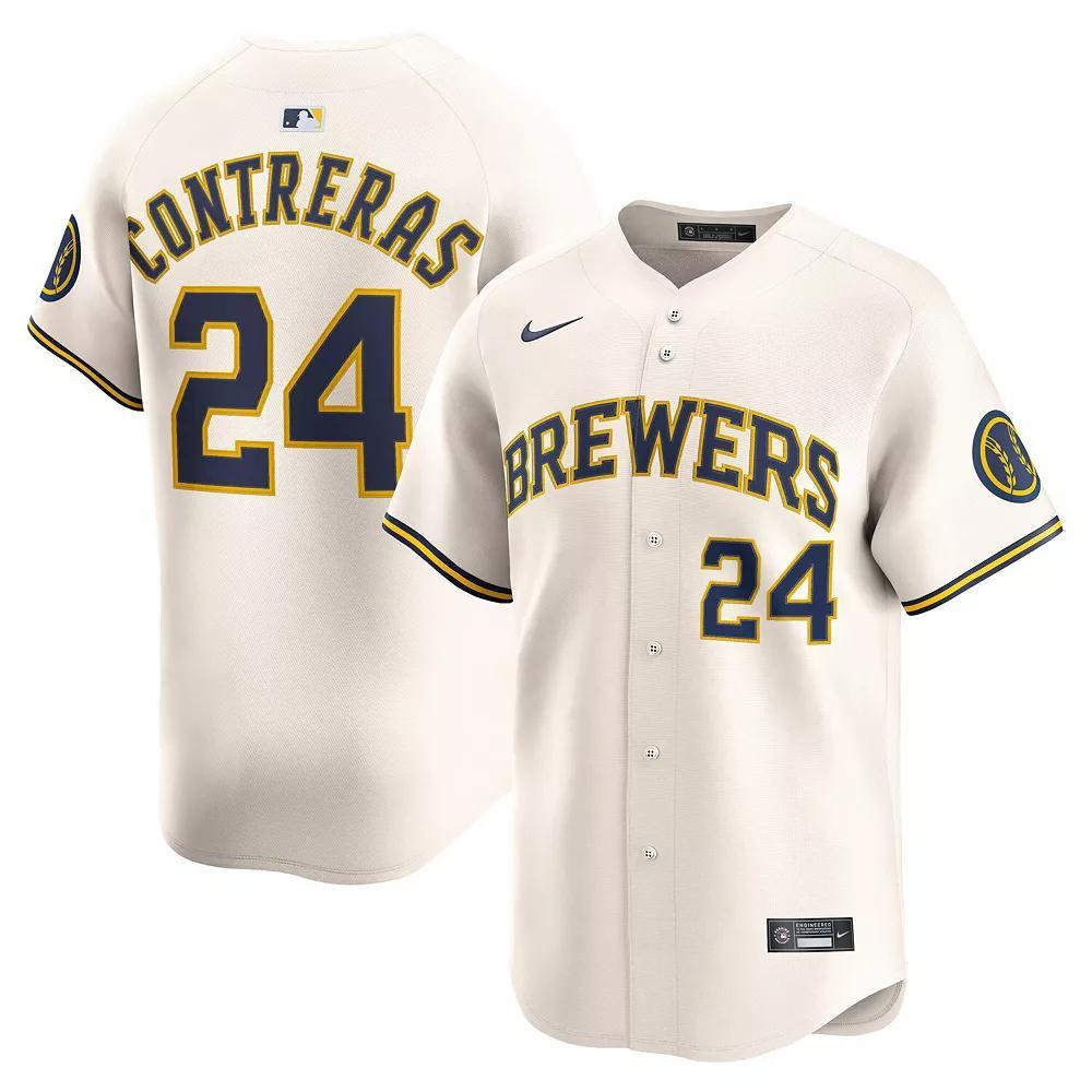 Men's Nike William Contreras Cream Milwaukee Brewers Alternate Limited Player Jersey, Size: Medium, Beige Product Image