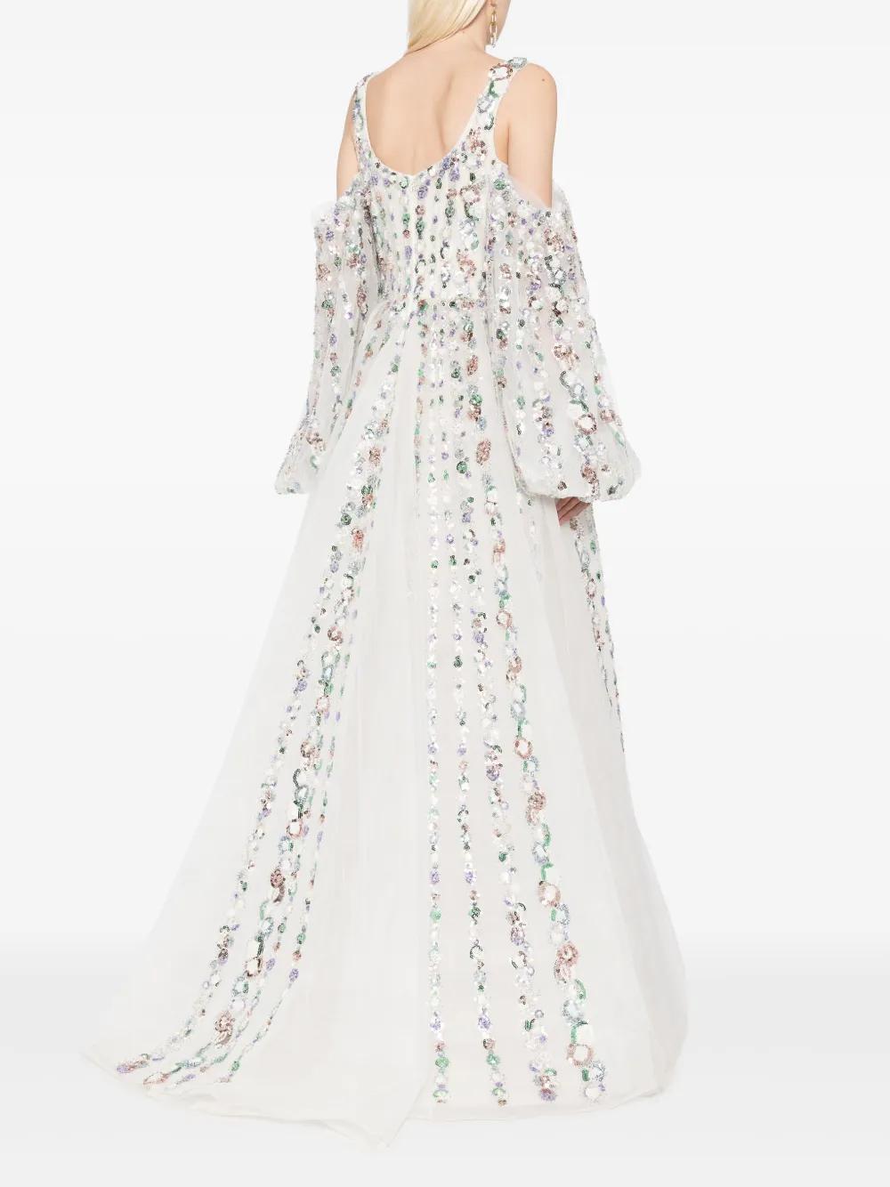 sequinned cold-shoulder tulle dress Product Image