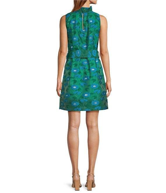 Abbey Glass Betty Ruffle Mock Neck Tie Waist Floral Mini Dress Product Image