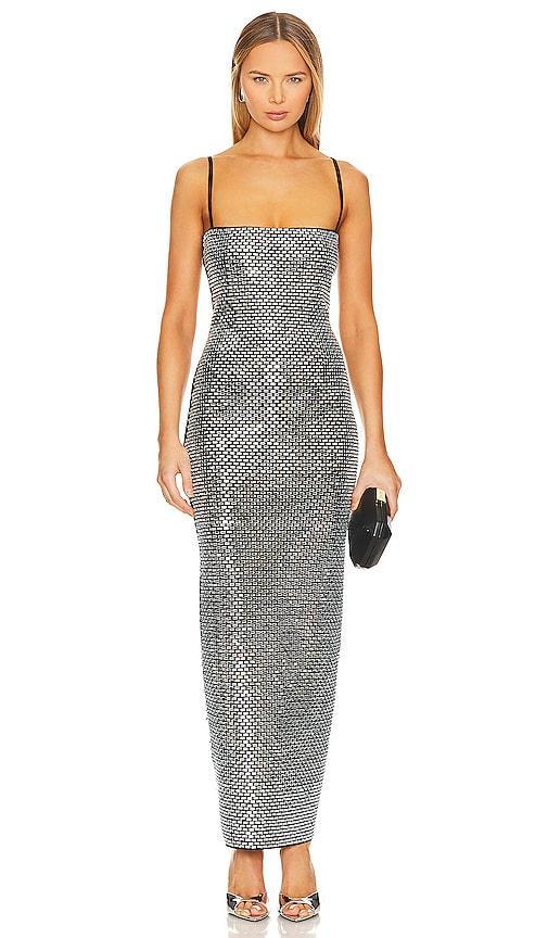 retrofete Kyree Knit Dress in Metallic Silver. Product Image