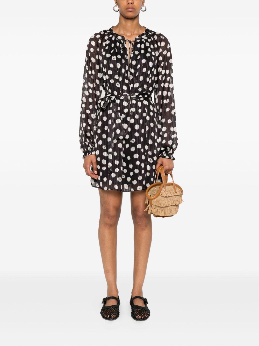 polka-dot tie-neck dress Product Image