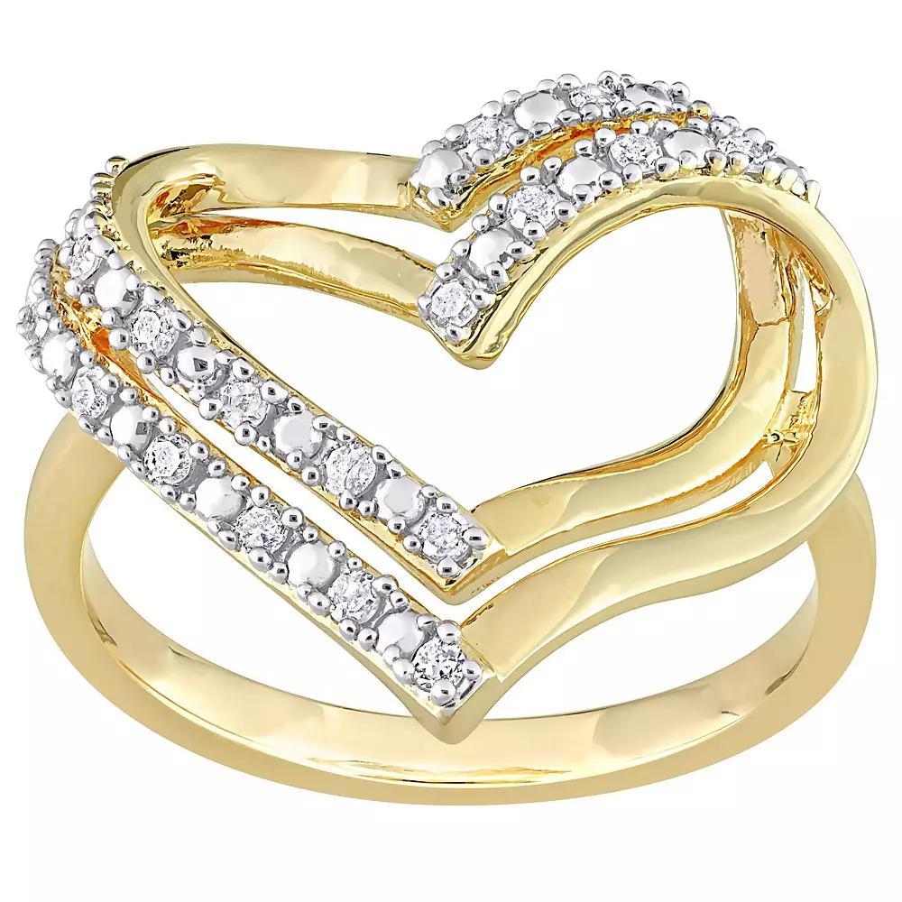 Stella Grace Sterling Silver 1/5 Carat T.W. Diamond Heart Ring, Women's, Pink Tone Product Image
