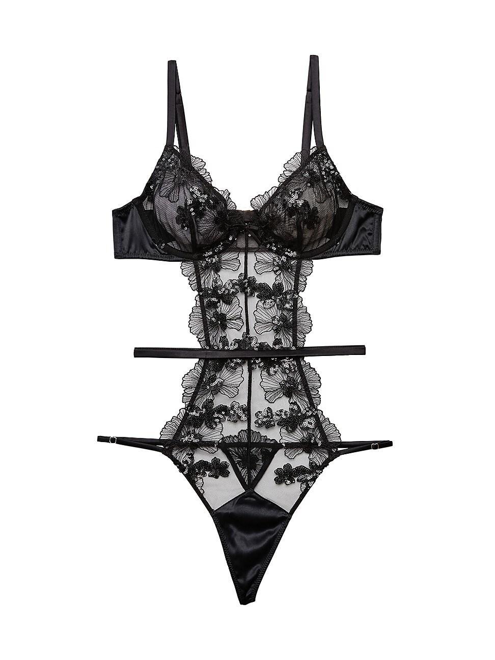 Fleur du Mal Sequin Violet Embroidery Bodysuit Product Image