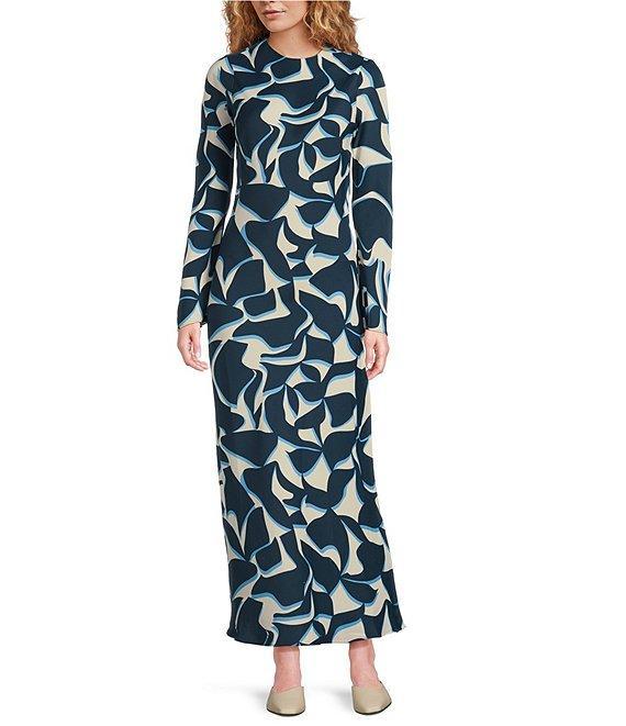 Lucy Paris Geometric Print Scoop Neck Long Sleeve Maxi Dress Product Image