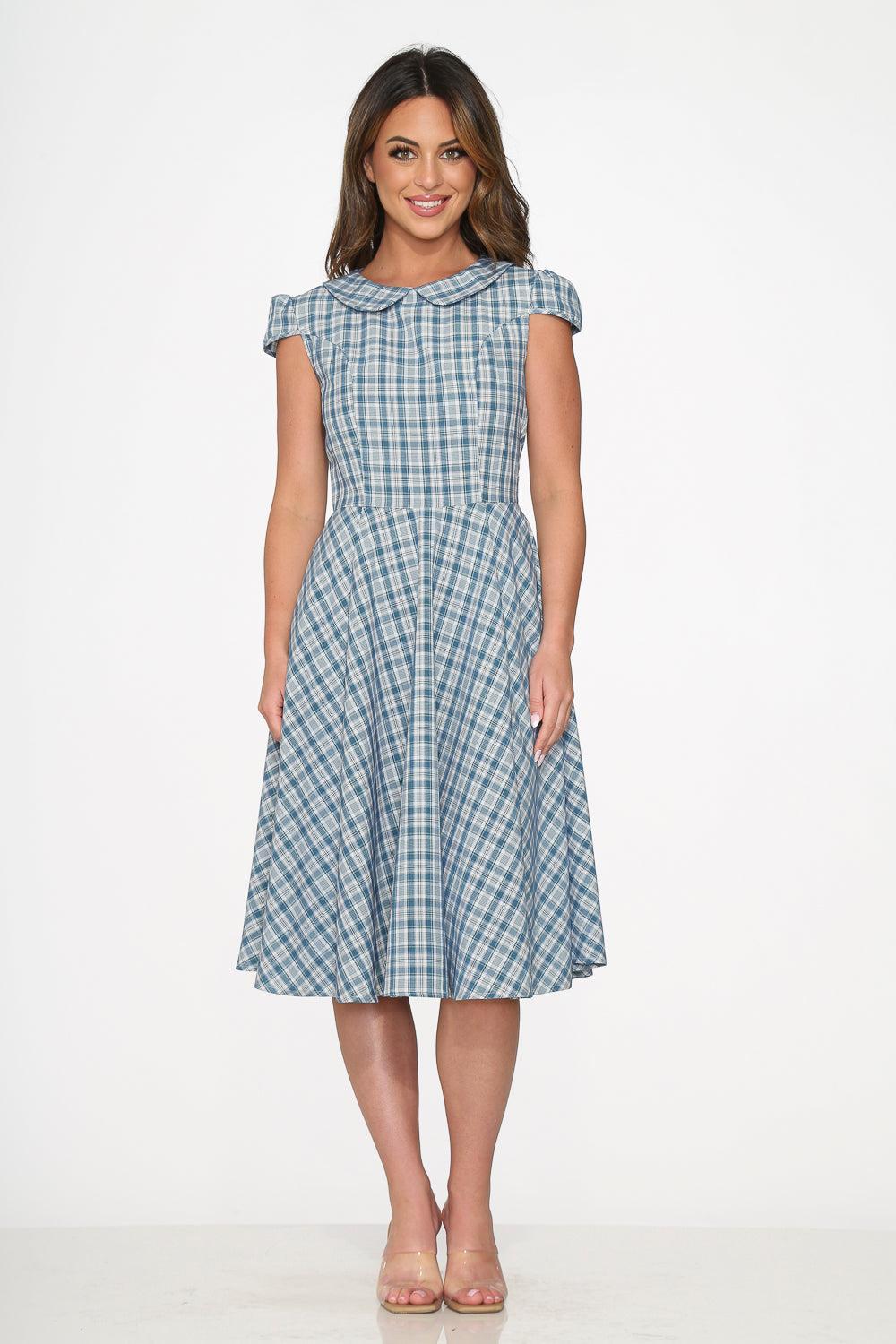 Blue Plaid Swing Dress Product Image