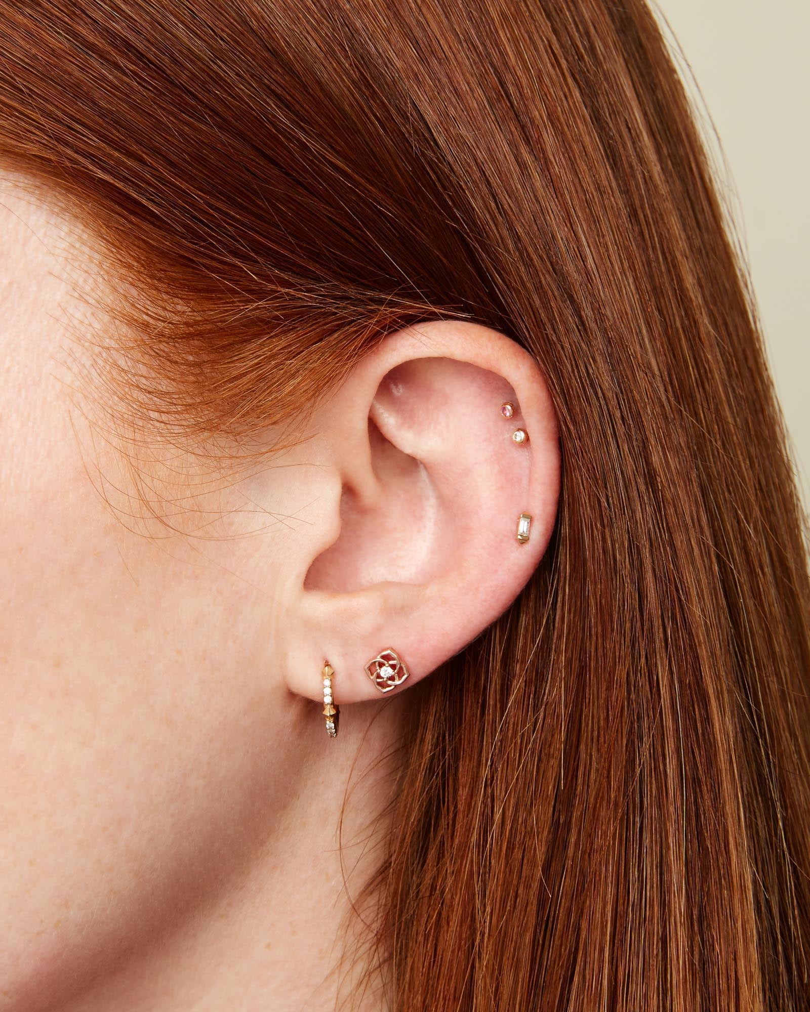 Sianna Mini 14k Yellow Gold Single Stud Earring in White Diamond Product Image