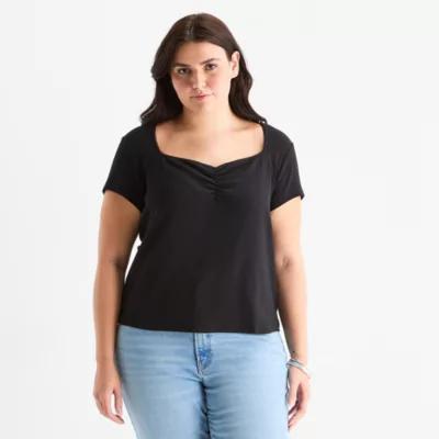 a.n.a Womens Sweetheart Neck Short Sleeve Plus T-Shirt Product Image